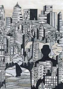 Ilustración Llueve en la Ciudad