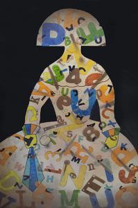 Menina XVI pintura de carlos Codoñer. Técnica mixta sobre tabla 100 x 70 cm Pintura