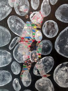 Pintura de Carlos Codoñer La línea de la vida II. Técnica mixta sobre tabla. 127,5 x 76,5 cm.