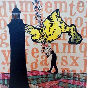 El enigma de los 7 mares. Técnica mixta sobre lienzo.30 x 30 cm. Pintura de Carlos Codoñer